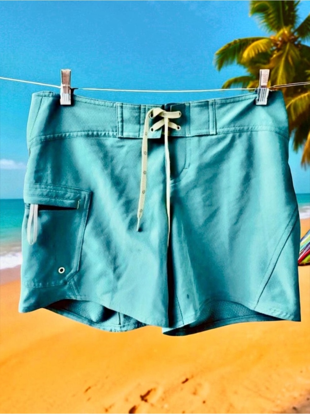 Athleta Board Shorts Zip Pocket Lace-Up Waist Size 2